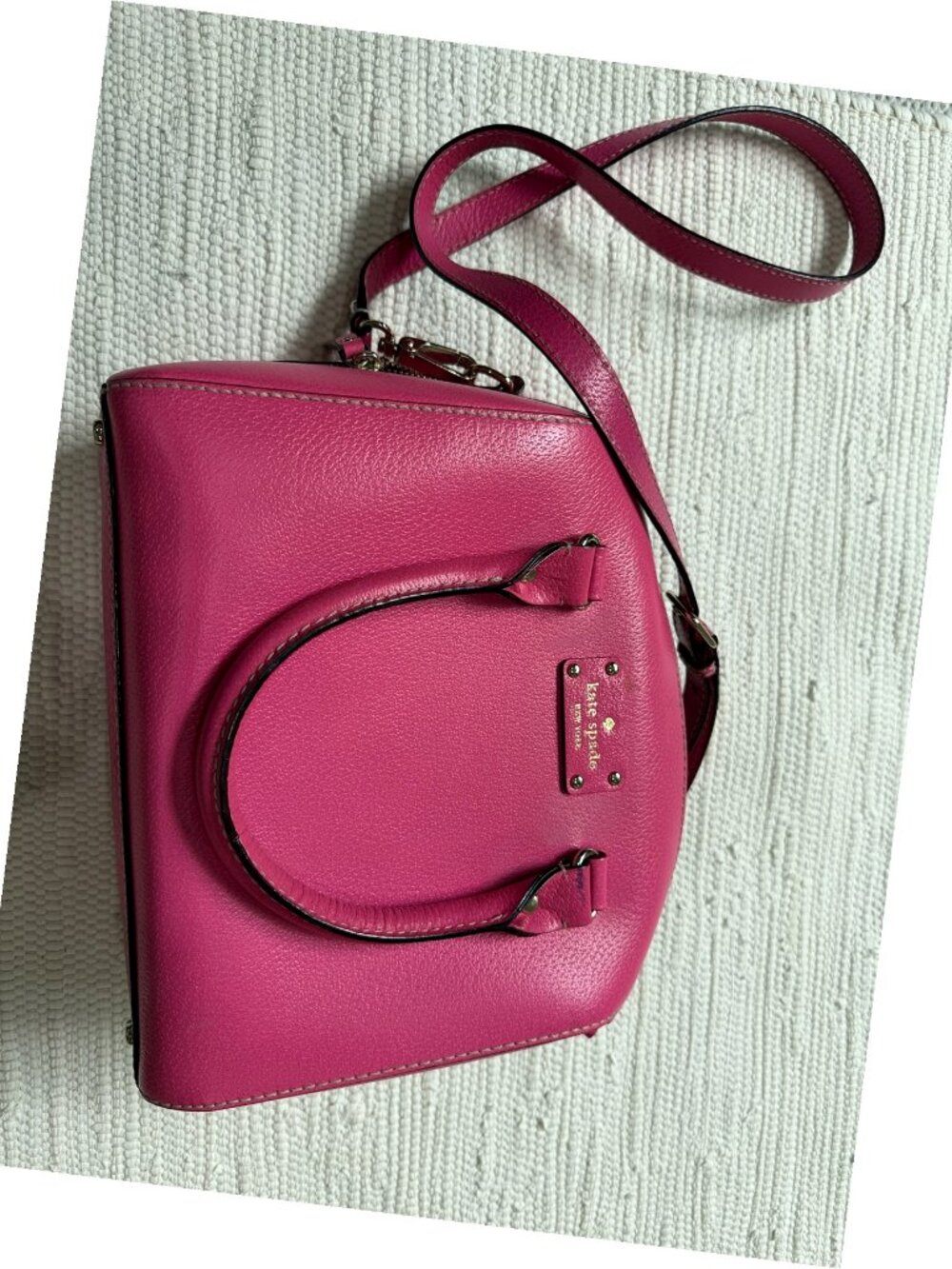 Kate Spade New York Hot Pink Pebbled Leather Satchel Crossbody Bag
